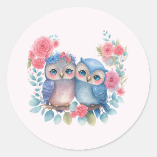 Eigenaars in de Zitting van de Liefde op een Tak v Ronde Sticker