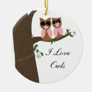 Eigenaars in een boom keramisch ornament