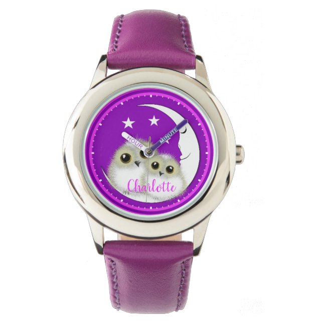 Eigenaars Whimsical Cute Personalized Horloge (Voorkant)
