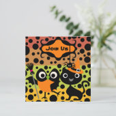 Eigenaren, katten en Spiders Halloween Party nodig Kaart (Staand voorkant)