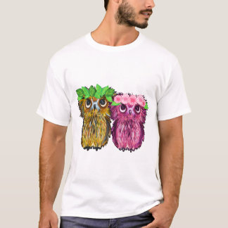 Eigenaren met bloemenkruinschilderij t-shirt