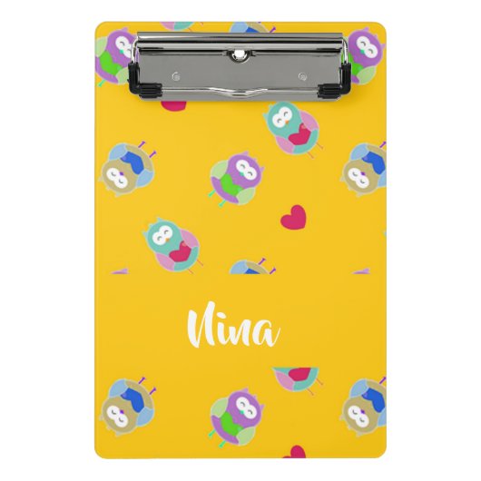 Eigenaren met hart op sinaasappel mini klembord (Voorkant)