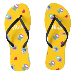 Eigenaren met hart op sinaasappel teenslippers