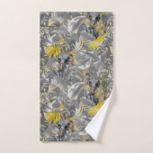 Eigenaren, piek, doorheen, grijs en geel, bladeren bad handdoek (Handdoek)