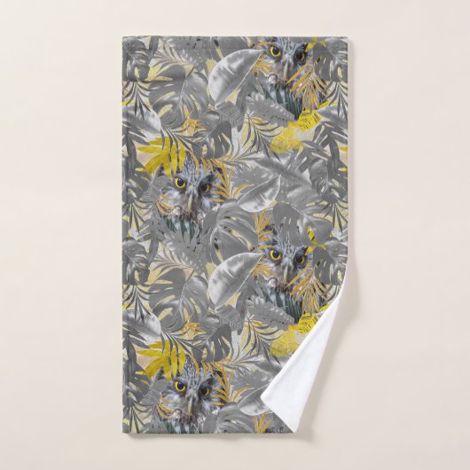 Eigenaren, piek, doorheen, grijs en geel, bladeren bad handdoek (Handdoek)