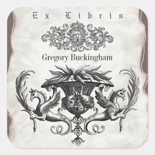 eigendom Bookplate Ex Libris Vierkante Sticker (Voorkant)