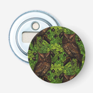 Eigendom van de eikenboom, groen en bruin button flesopener