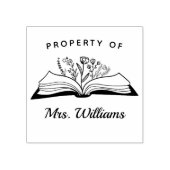 Eigendom van gewoonte leraar naam geopend boek blo 	rubberstempel (Afrduk)