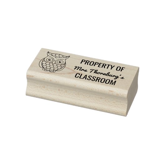 Eigendom van Teacher Classroom Cartoon Uil Rubberstempel (Stempel)