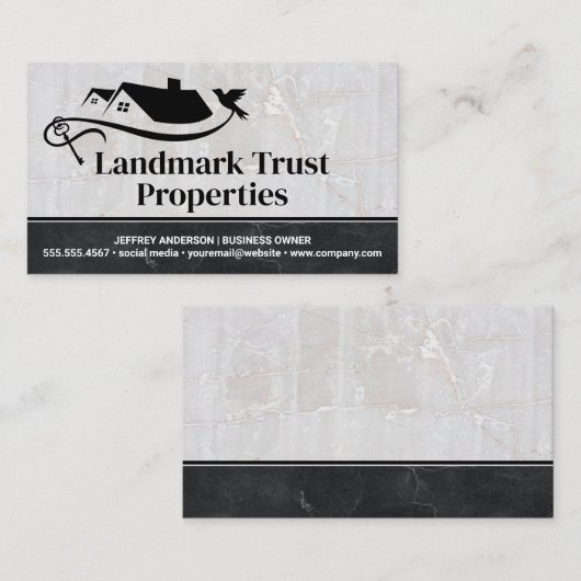 Eigendomshuis Dove en Key | Marmer Visitekaartje (Voorkant / Achterkant)