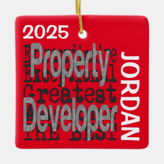 Eigendomsontwikkelaar Extraordinaire CUSTOM Keramisch Ornament (Voorkant)