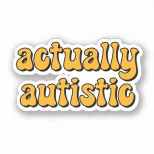 eigenlijk autistische Gele Typografie Sticker