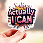 Eigenlijk kan ik het wel in het roze sticker