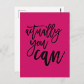 Eigenlijk kunt u Motivatie Quote Hot Pink / zwart Briefkaart (Voorkant / Achterkant)