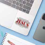 Eigenschap van Jezus Sticker (Laptop met iPhone)