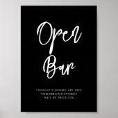 Eigentijds modern zwart Open Bar teken Poster (Voorkant)