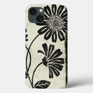 Eigentijdse Bloemen in Zwart-wit iPhone 13 Hoesje
