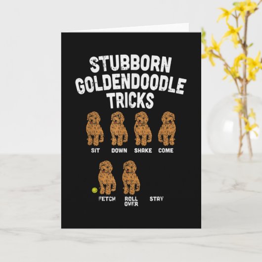 Eigenwijze Goldendoodle-trucs Funny Dog Trainer Mo Kaart (Gele Bloem)