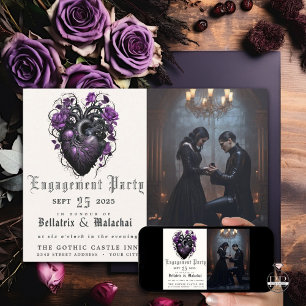 Eigenzinnig diep Paarse Gothic hart en Rozen Kaart