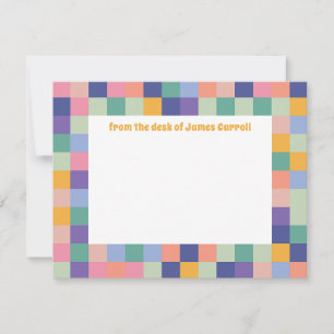 Eigenzinnig en Leuk Kleurrijk Checkerboard Grid Notitiekaartje