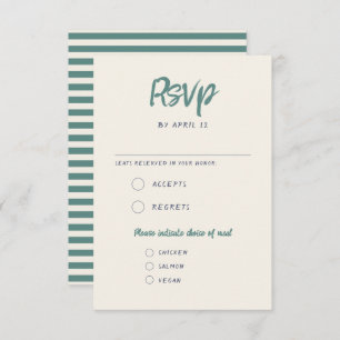 Eigenzinnig Handschrift Groen Blauw Retro Bruiloft RSVP Kaartje