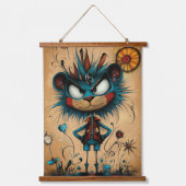 Eigenzinnige Abstracte Lion Character Art Hangend Wandkleed (Voorkant)