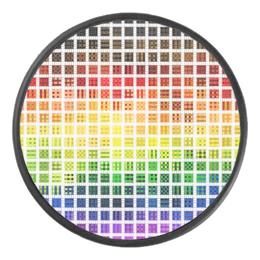 Eigenzinnige Boho Plaid Kleurrijke Gay Rainbow Pri Hockey Puck (Voorkant)