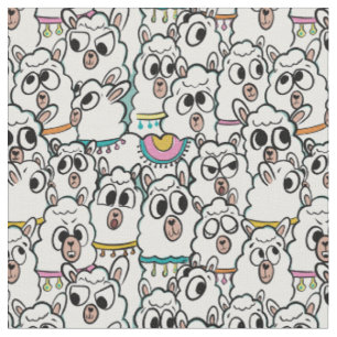 Eigenzinnige Cartoon Llama Herd Doodle Stof