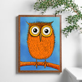 Eigenzinnige Cartoon Sinaasappel Uil met Big Eyes Poster