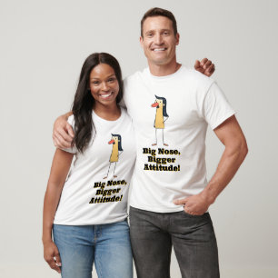 Eigenzinnige Cartoon vrouw met grote neus T-shirt