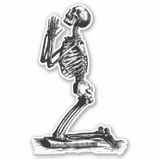 Eigenzinnige  charme - Praying Skeleton Sticker (Voorkant)