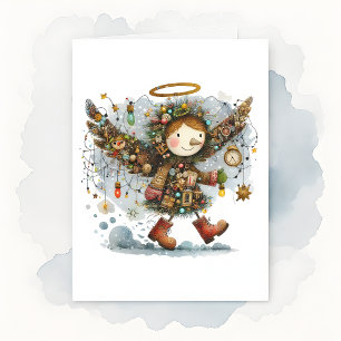 Eigenzinnige Christmas Angel Modern Folk Art Style Kaart