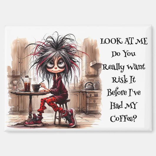 Eigenzinnige Coffee Lady Risico It Magnet Magneet (Voorkant)