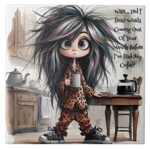 Eigenzinnige Coffee Lady Wacht Keramische Tegel Tegeltje