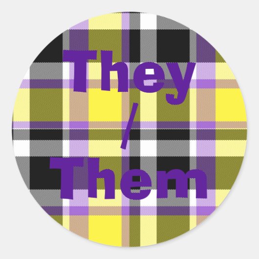 Eigenzinnige eclectische Boho Nonbinary Plaid Prid Ronde Sticker (Voorkant)