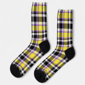 Eigenzinnige eclectische Boho Nonbinary Plaid Prid Sokken (Links)