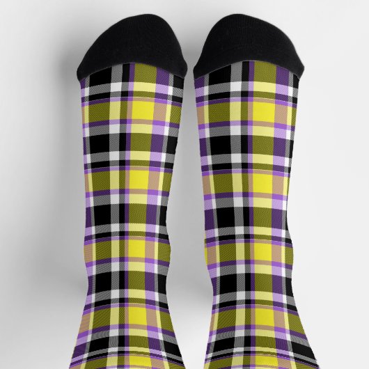 Eigenzinnige eclectische Boho Nonbinary Plaid Prid Sokken (Top)