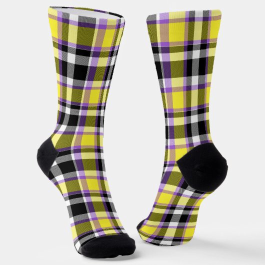 Eigenzinnige eclectische Boho Nonbinary Plaid Prid Sokken (Gebogen)