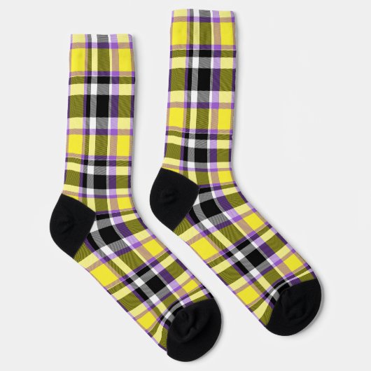 Eigenzinnige eclectische Boho Nonbinary Plaid Prid Sokken (Rechts)