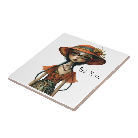 Eigenzinnige grillige vrouw - Wees jij. Tegeltje (Zijkant)