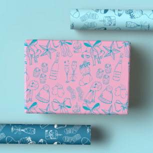 Eigenzinnige Hand Getrokken Bogen & Bubble Roze & Inpakpapier Vel