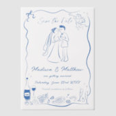 Eigenzinnige Hand Getrokken Doodles Wedding Save t Vellum Uitnodigingen (Voorkant)