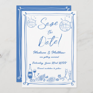Eigenzinnige Hand Getrokken Krabbel Doodles Weddin Save The Date