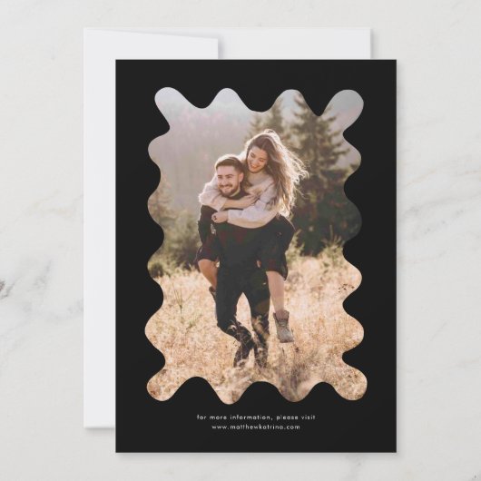 Eigenzinnige Hand Getrokken Lijn Zwart Trouwen Kaart (Achterkant)