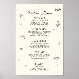 Eigenzinnige Hand getrokken Maroon Menu Poster