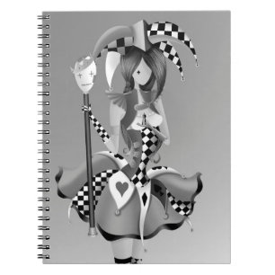Eigenzinnige Jester en Poppenkoning Grijs Monochro Notitieboek