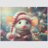 Eigenzinnige Kerstmuis Rustieke Winter Art Decoupa Tissuepapier (Voorkant)