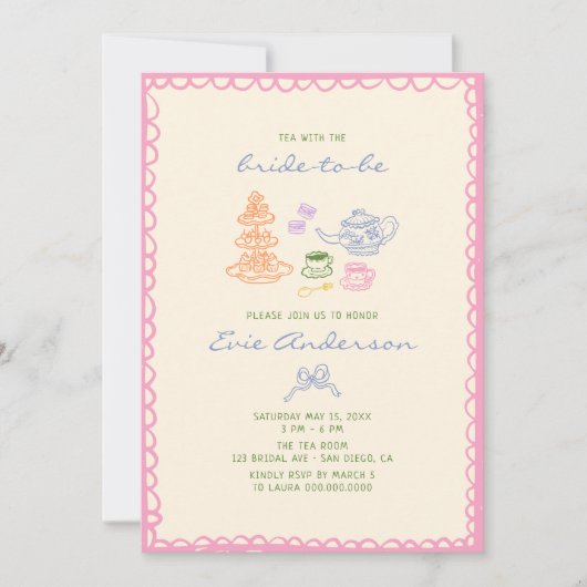 Eigenzinnige Kleurrijke Bruids Tea Party Kaart (Voorkant)