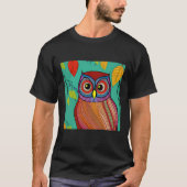 Eigenzinnige Kleurrijke Folk Art Abstracte Uil T-shirt (Voorkant)