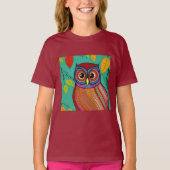 Eigenzinnige Kleurrijke Folk Art Abstracte Uil T-shirt (Voorkant)